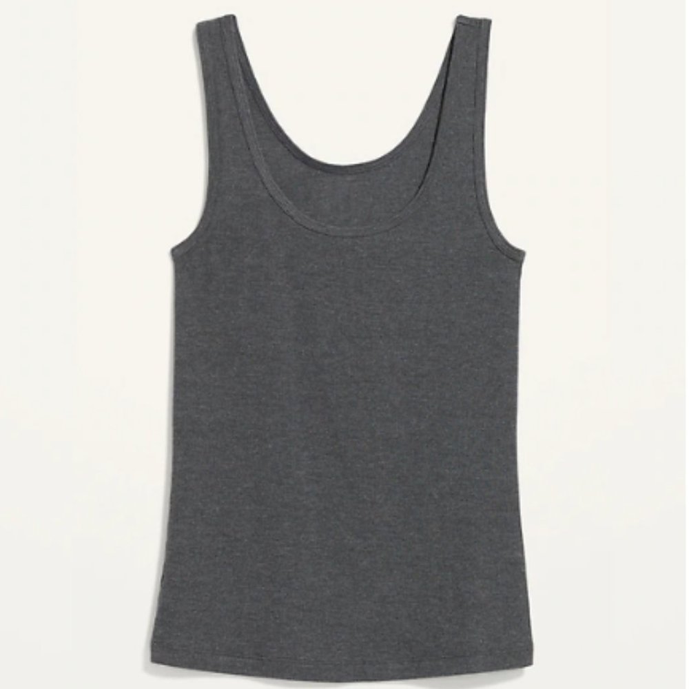 ⚡ Slouchy Dark Grey Cotton Tank Top, All Tags Removed, Fits like M